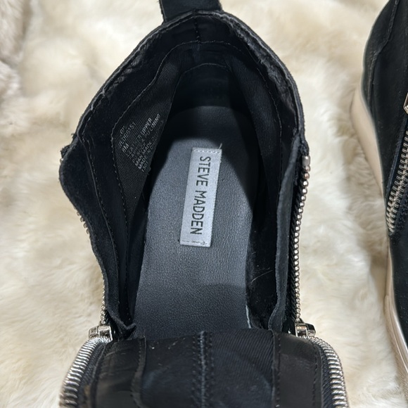 Steve Madden black suede short boots. - Picture 2 of 9